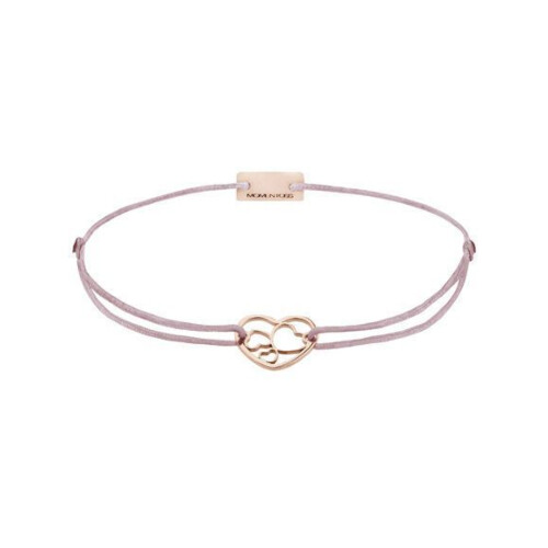 Momentoss Filo Armband - Textil - Rosa Braun - Rose vergoldet - Herzen - 21202082