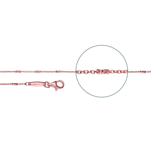 Der Kettenmacher Halskette - Ankerkette mit Zwischenelementen Diamantiert Rotvergoldet - A5R