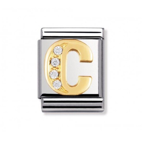 Nomination BIG - BUCHSTABEN Edelstahl, 18K-Gold und Cubic Zirc. (C)