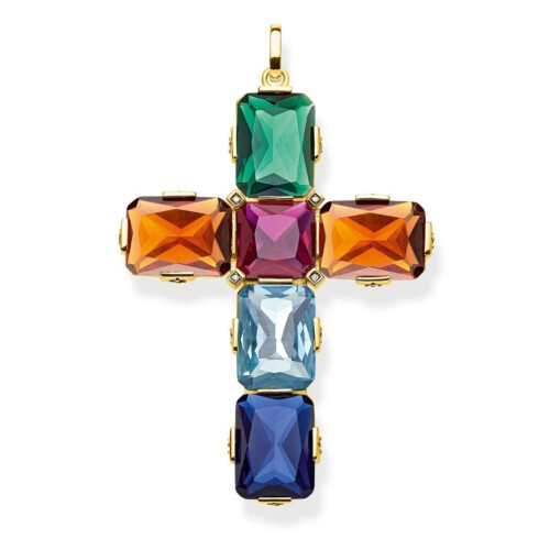 Thomas Sabo Anhänger - Kreuz Farbige Steine Gross - PE858-996-7