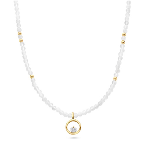 FJF JEWELLERY Halskette - Icon Heart Stone Edition Rainbow Moonstone -FJF0010050YRB