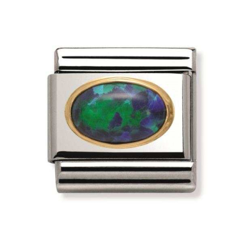 Nomination Classic - Elegance aus Edelstahl mit 18K Gold und natürlichem Halbedelstein - grüner Opal - 030502/26