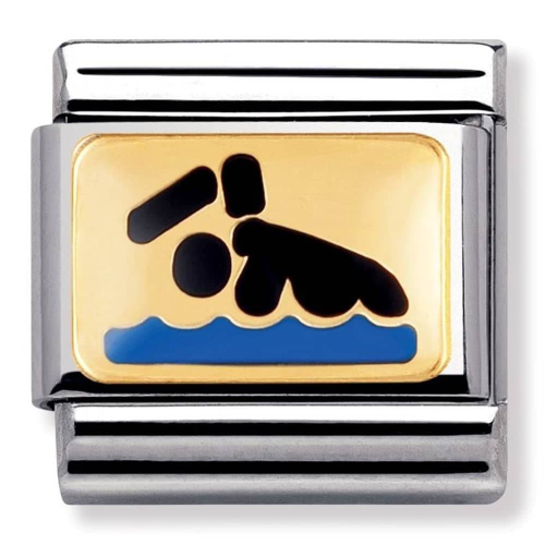 Nomination Classic - SPORTS Edelstahl, Email und 18K-Gold (Schwimmer)