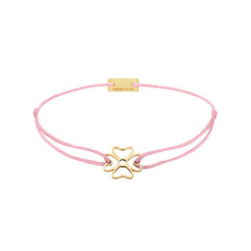 Momentoss Filo Armband - Textil - Dunkelrosa - vergoldet - Kleeblatt - 21200926