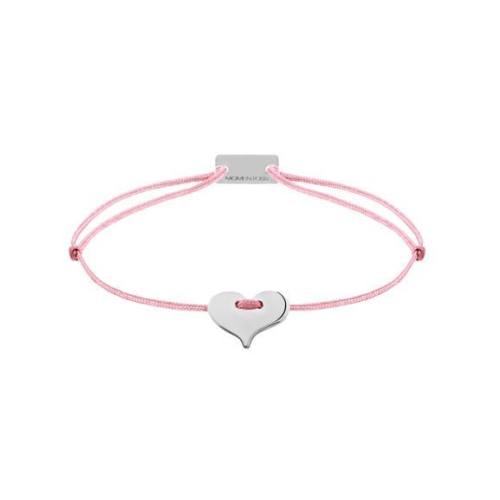 Momentoss Filo Armband - Textil - Dunkelrosa - rhodiniert - Herz - 21201015