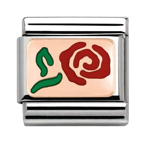 Nomination Anhänger - Composable Classic - 9k Rosegold, Emaille - Rote Rose - 430201/10