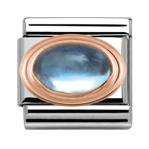 Nomination Anhänger - Composable Classic - 9k Rosegold, Edelstahl, Halbedelsteine - Hellblauer Topaz - 430502/13