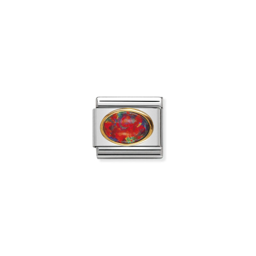 Nomination Classic - EDELSTEINE OVAL aus Edelstahl und 18K-Gold (OPAL ROT)