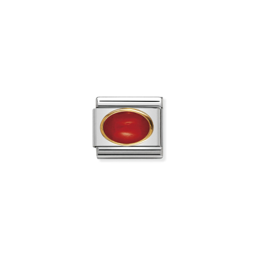 Nomination Classic - EDELSTEINE OVAL aus Edelstahl und 18K-Gold (KORALLE ROT)