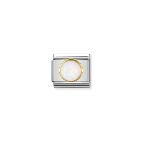 Nomination Classic - EDELSTEINE RUND aus Edelstahl und 18K-Gold (OPAL WEISS)