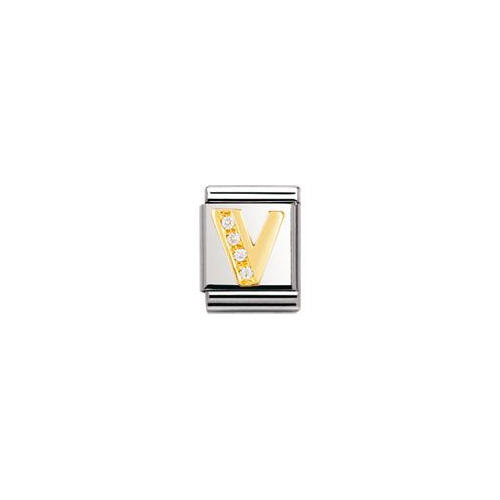 Nomination BIG - BUCHSTABEN Edelstahl, 18K-Gold und Cubic Zirc. (V)