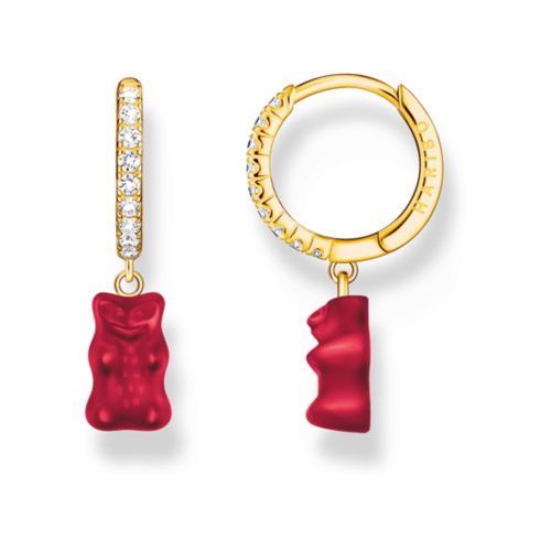 Thomas Sabo Creolen - Einzel-Creole mit rotem Goldbären-Anhänger - CR726-414-10