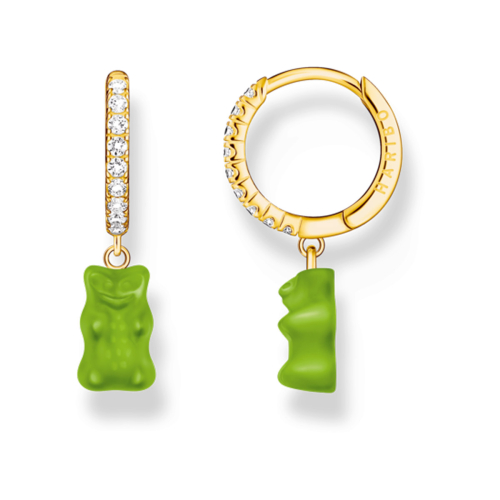 Thomas Sabo Creolen - Einzel-Creole mit grünem Goldbären-Anhänger - CR726-414-6