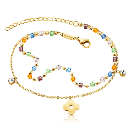 Julie Julsen Fußkette / Fußband - FLOWER-COLOUR BEADS FUßKETTE - JJAC31058G