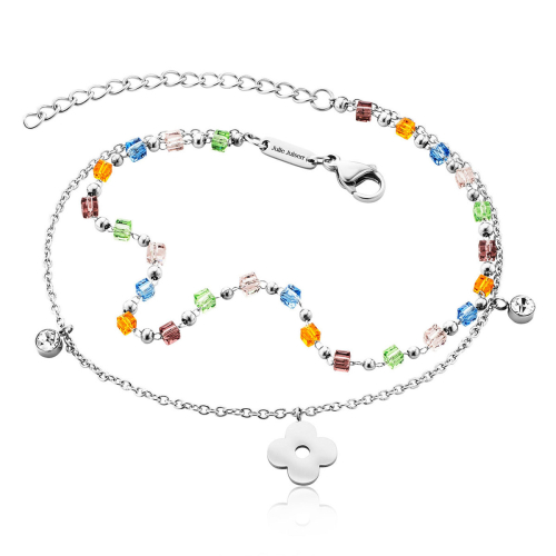 Julie Julsen Fußkette / Fußband - FLOWER-COLOUR BEADS FUßKETTE - JJAC31058S