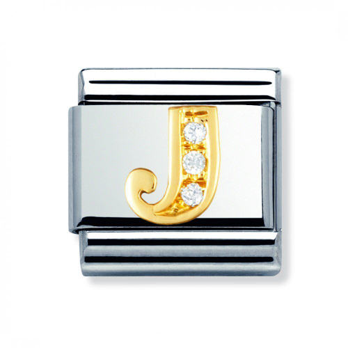 Nomination Classic - BUCHSTABEN Edelstahl, 18K-Gold und Cubic Zirc. (J)