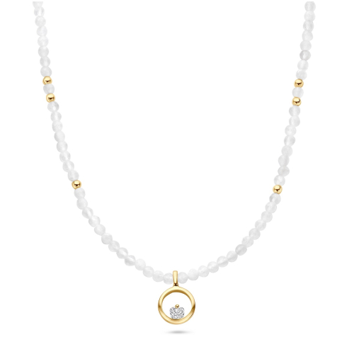 FJF JEWELLERY Halskette - Icon Heart Stone Edition Rainbow Moonstone -FJF0010050YRB
