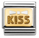 Emaille, Gold - Weiße Schleife KISS- 030280/35