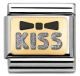 Emaille, Gold - Schwarze Schleife KISS - 030280/36