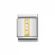 BUCHSTABEN Edelstahl, 18K-Gold und Cubic Zirc. (I)