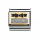 Emaille, Gold - Schwarze Schleife Silbernes Plättchen - 030280/46