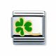 NATURE Edelstahl, Email und 18K-Gold (Kleeblatt mit Stiel)