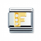 BUCHSTABEN Edelstahl, 18K-Gold und Cubic Zirc. (F)