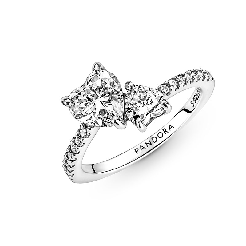 Pandora Ring Double Heart Sparkling 191198C01
